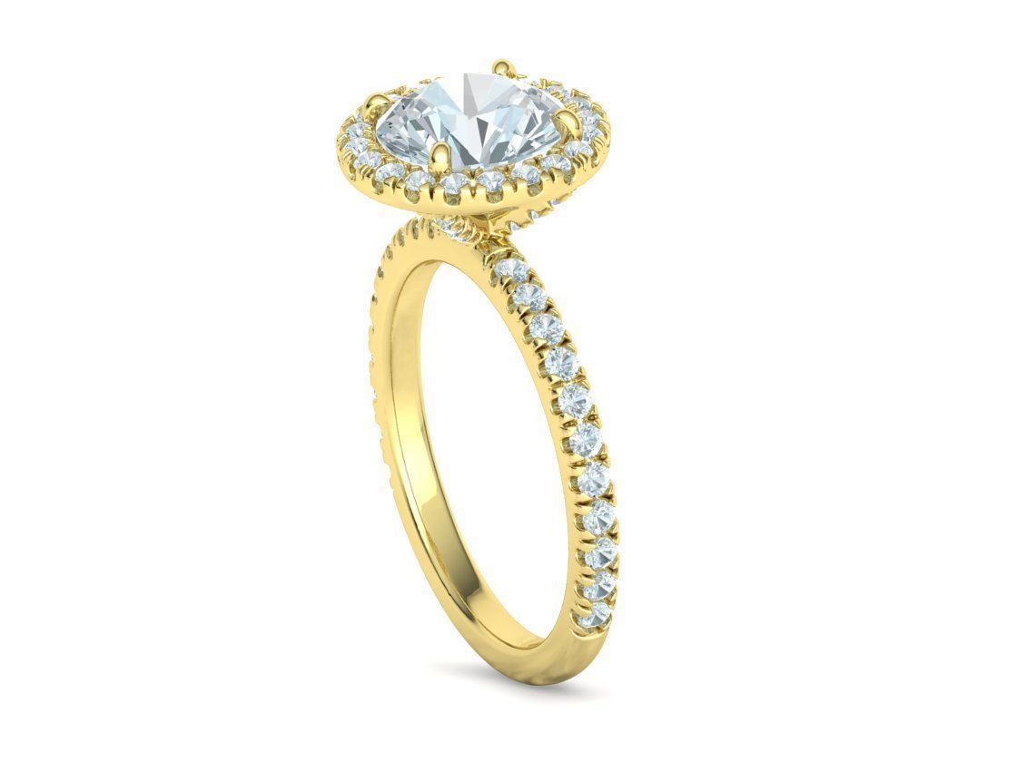 2ct Round Halo Pave Setting Engagement Ring 3dmodel 3D print model_26
