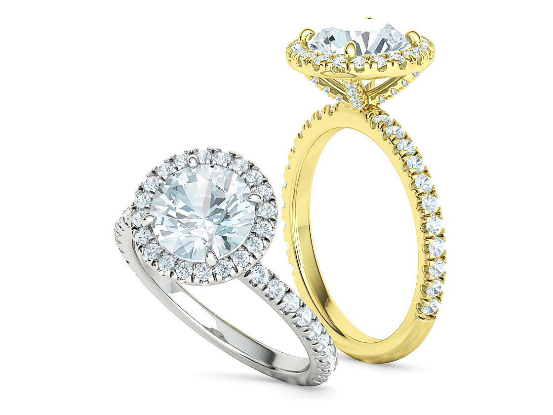 2ct Round Halo Pave Setting Engagement Ring 3dmodel 3D print model_1