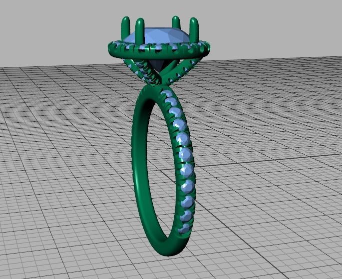 2ct Round Halo Pave Setting Engagement Ring 3dmodel 3D print model_36