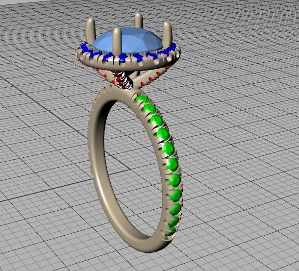 2ct Round Halo Pave Setting Engagement Ring 3dmodel 3D print model_12