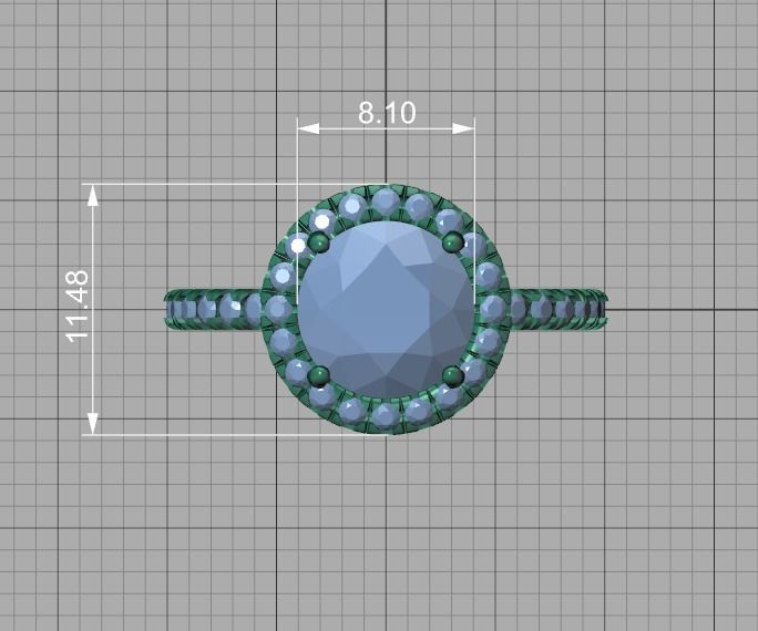 2ct Round Halo Pave Setting Engagement Ring 3dmodel 3D print model_10