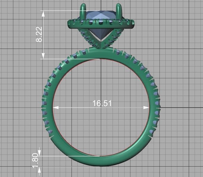 2ct Round Halo Pave Setting Engagement Ring 3dmodel 3D print model_39