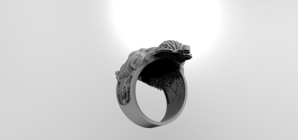 anillo leon corona  3D print model_4