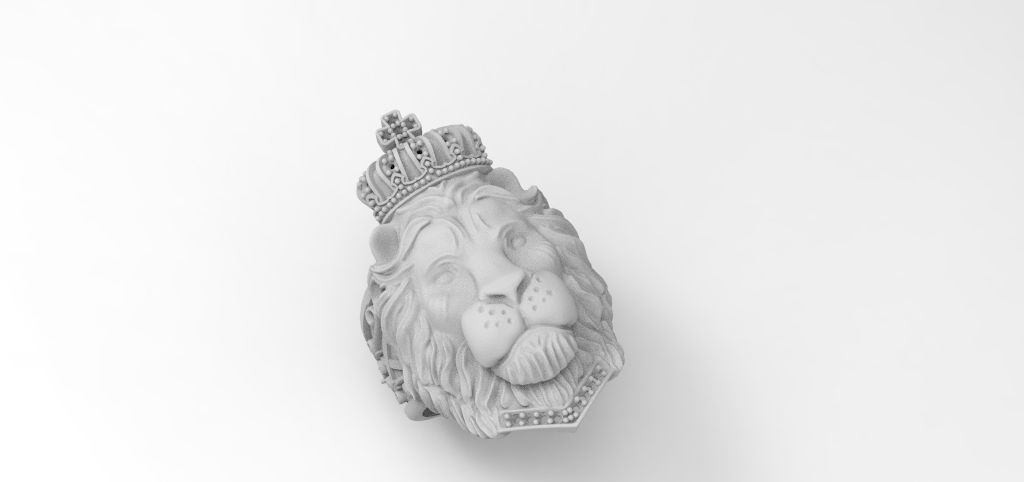 anillo leon corona  3D print model_1