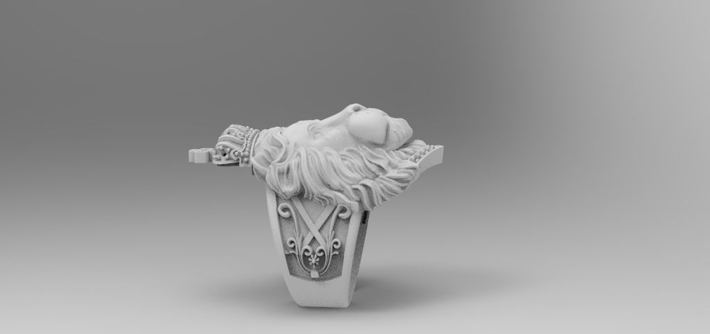 anillo leon corona  3D print model_2