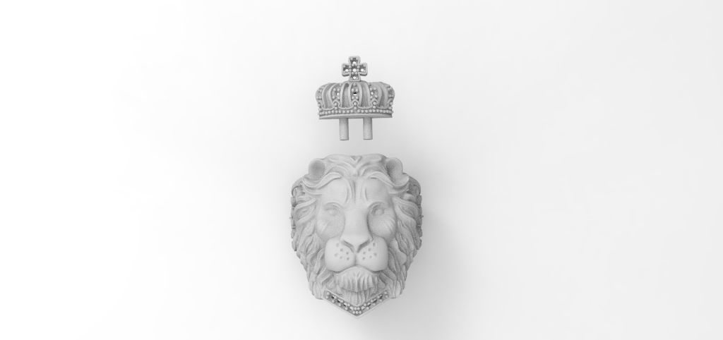 anillo leon corona  3D print model_7