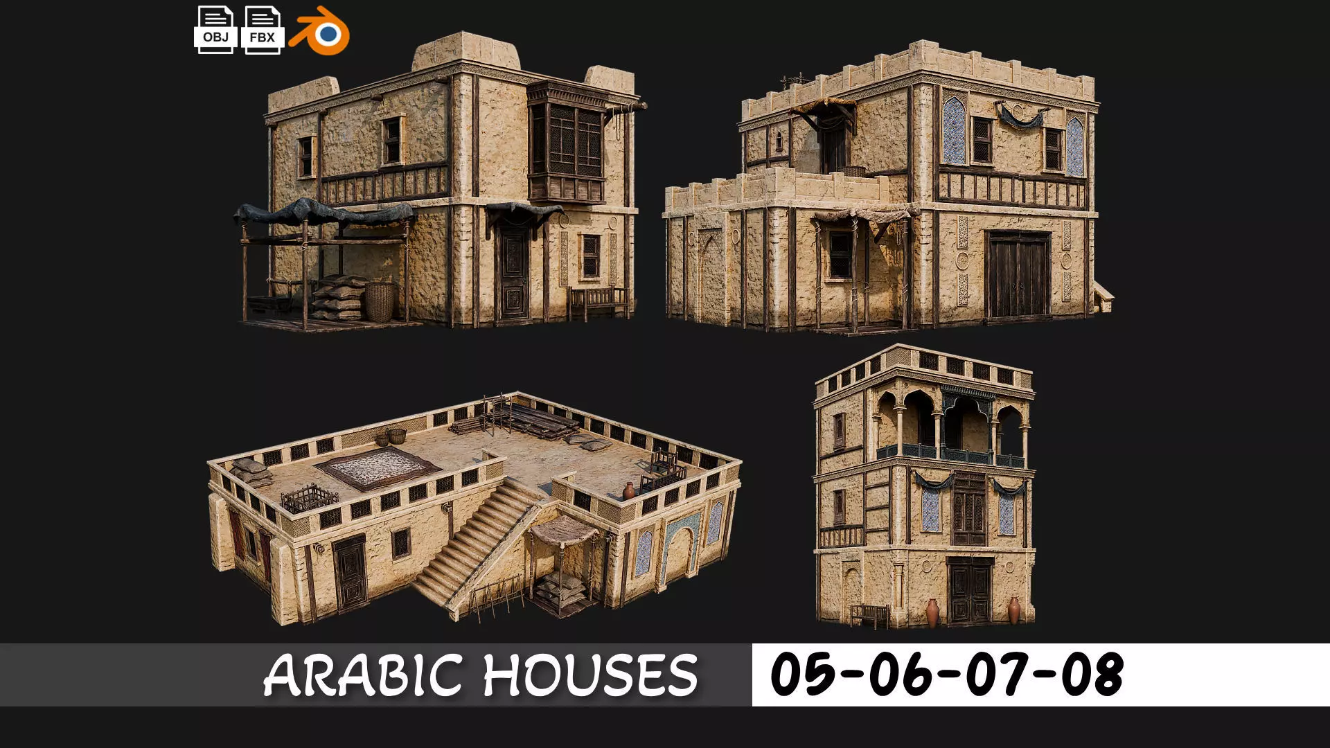 05-08 - Arabic Houses 4K Low-poly 3D model_0