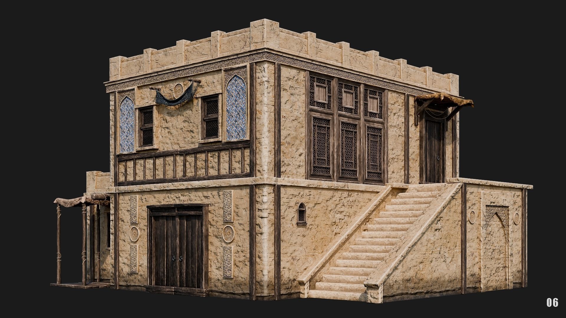05-08 - Arabic Houses 4K Low-poly 3D model_13