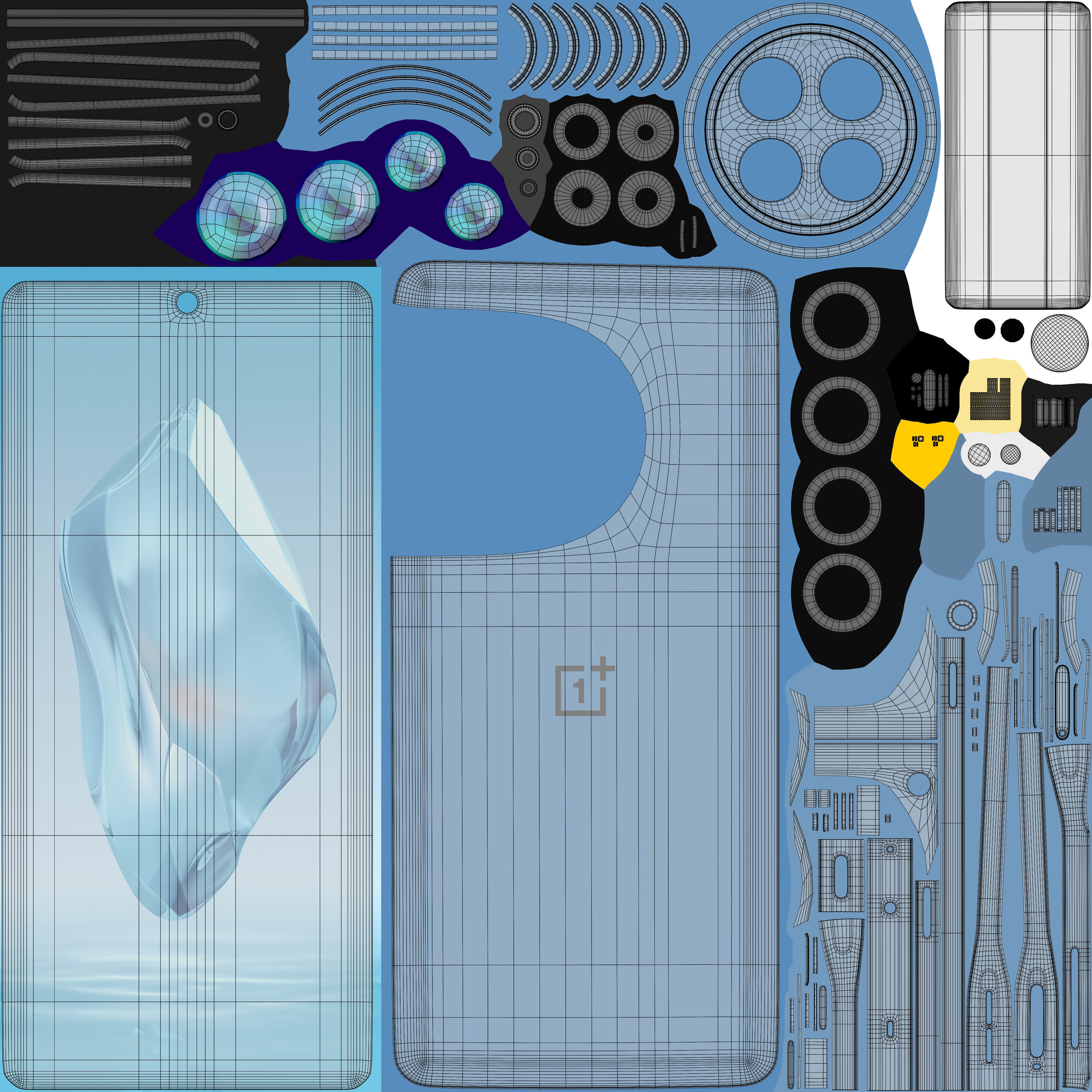 OnePlus 12R Blue Low-poly 3D model_10