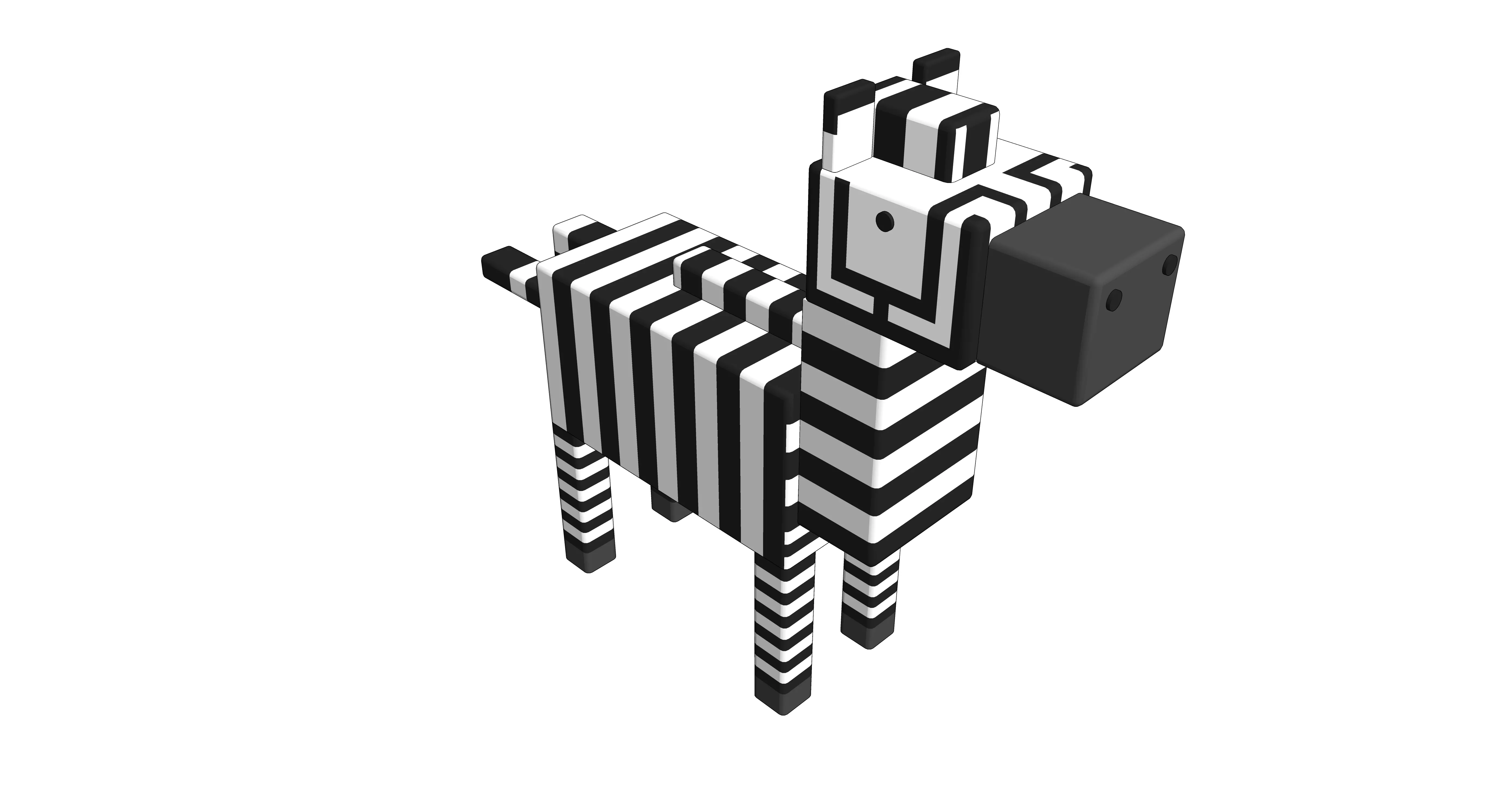 Zebra Voxel  Low-poly 3D model_0