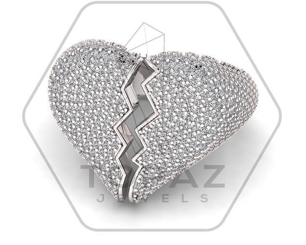 Heart Signet Icedout Ring 3d print model 3D print model