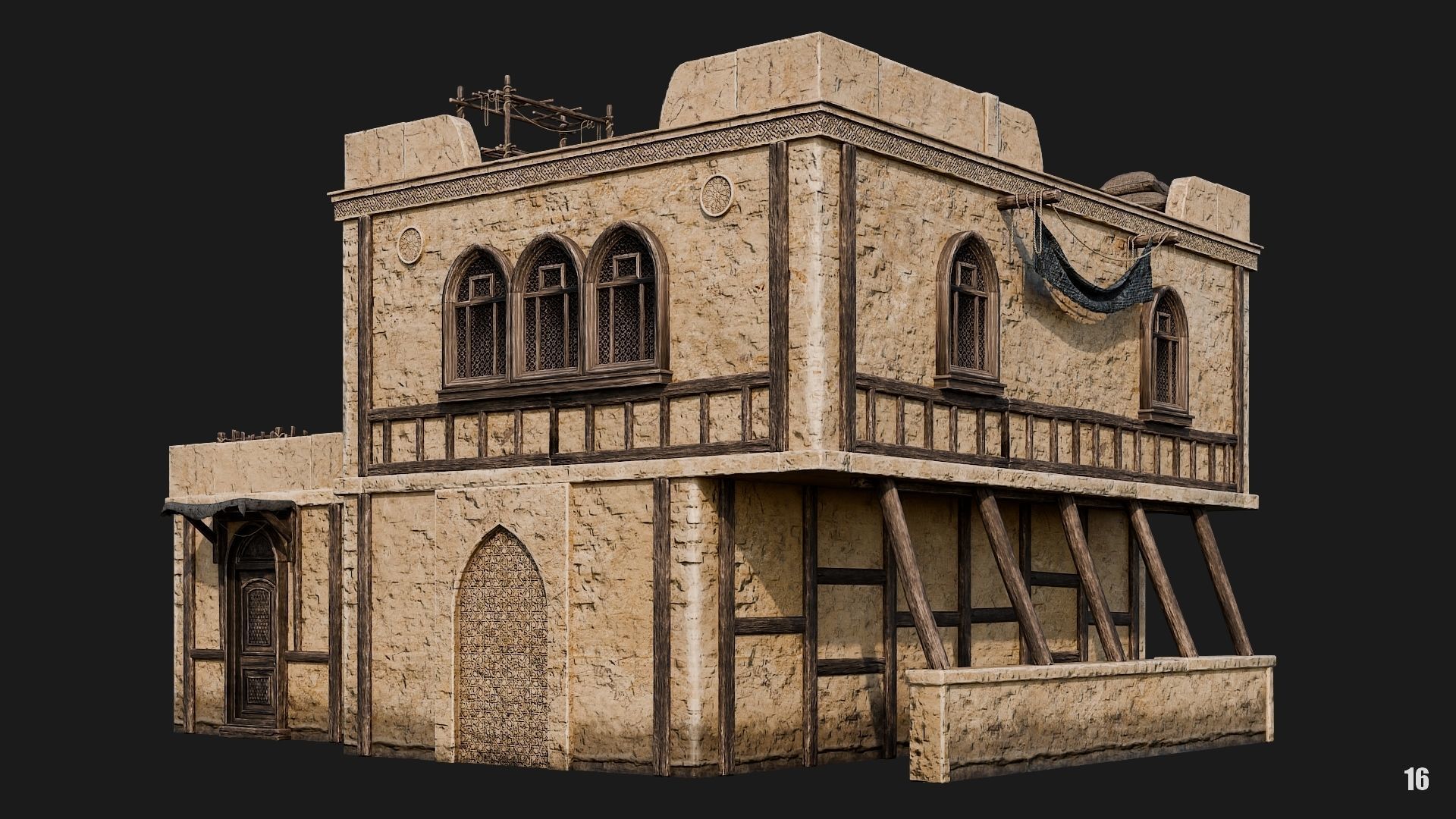 13-16 - Arabic Houses 4K Low-poly 3D model_35