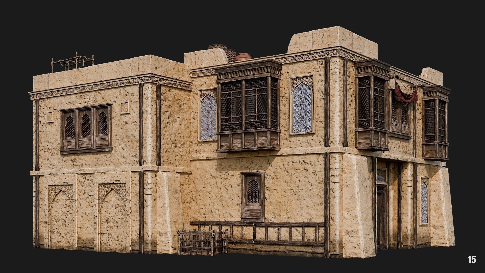 13-16 - Arabic Houses 4K Low-poly 3D model_25