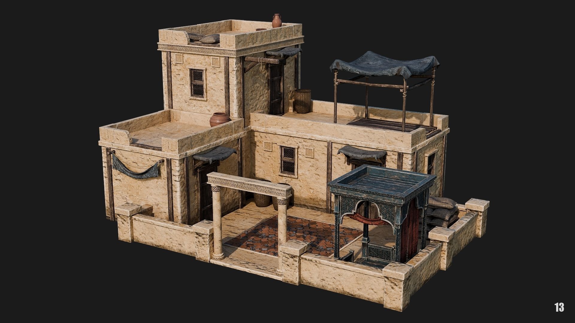 13-16 - Arabic Houses 4K Low-poly 3D model_8