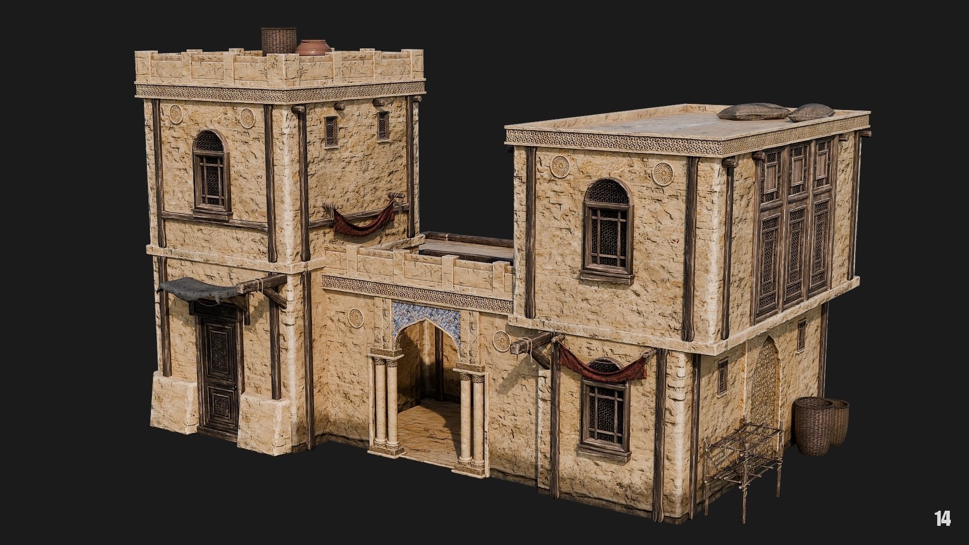 13-16 - Arabic Houses 4K Low-poly 3D model_18