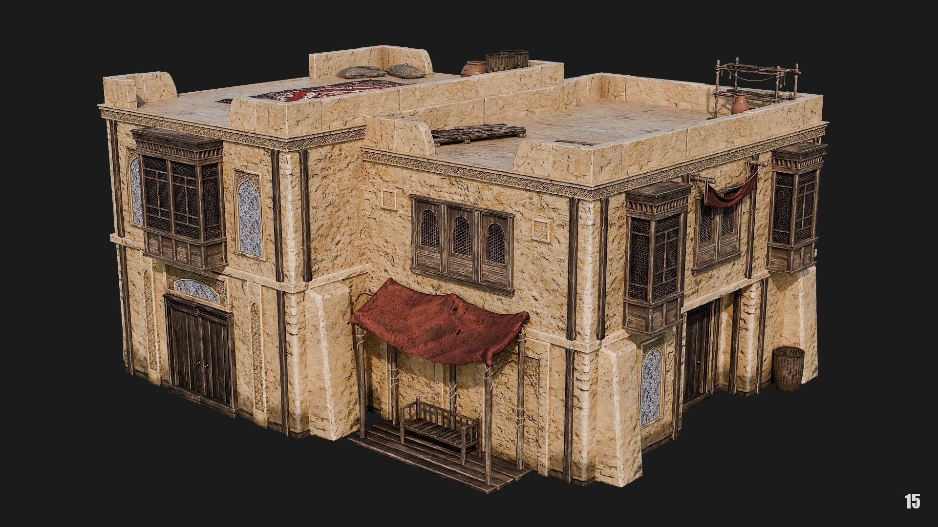 13-16 - Arabic Houses 4K Low-poly 3D model_28