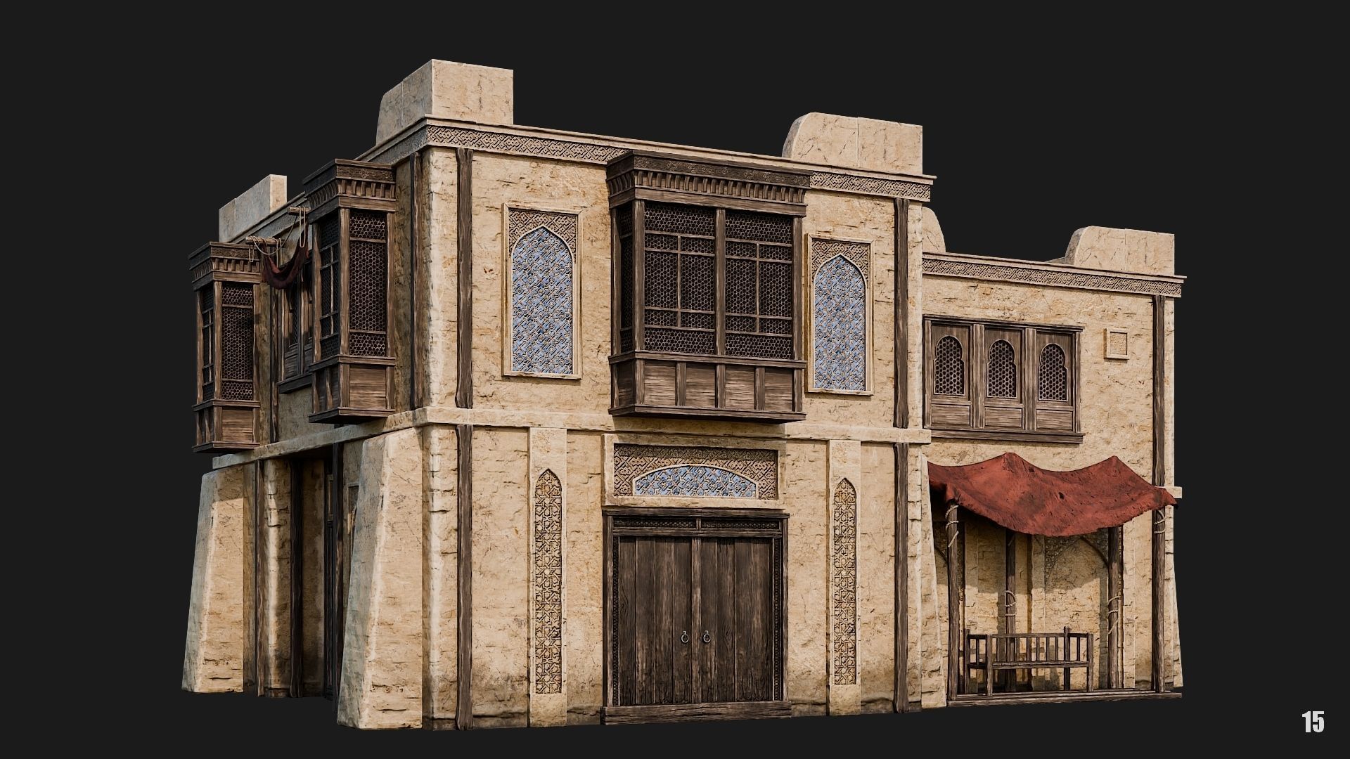 13-16 - Arabic Houses 4K Low-poly 3D model_21