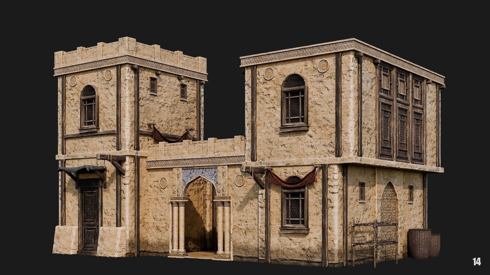 13-16 - Arabic Houses 4K Low-poly 3D model_13