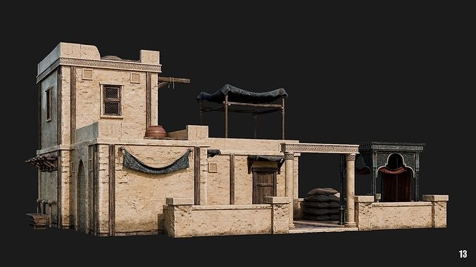 13-16 - Arabic Houses 4K Low-poly 3D model 2