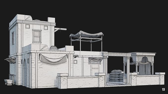 13-16 - Arabic Houses 4K Low-poly 3D model 3