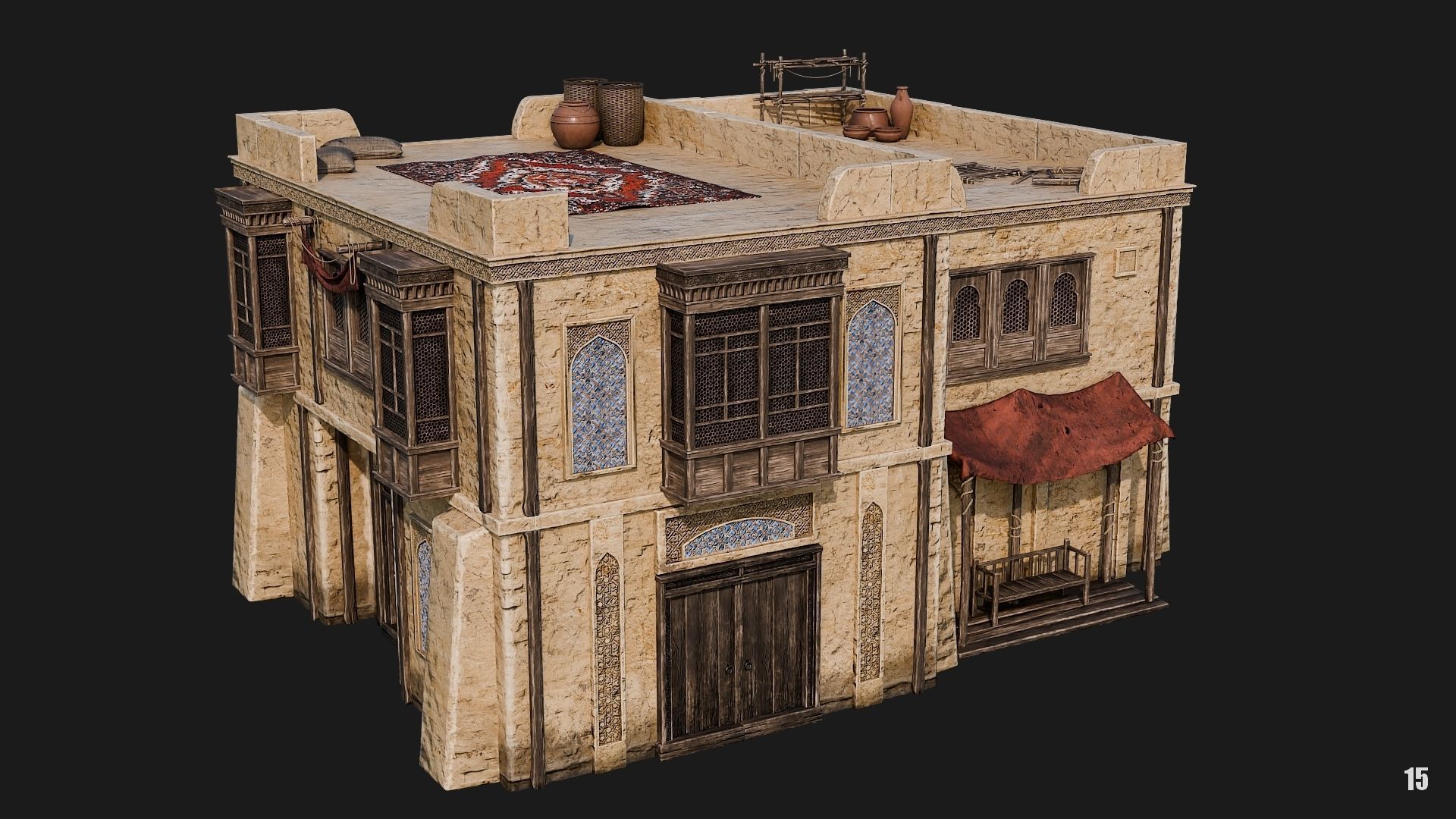 13-16 - Arabic Houses 4K Low-poly 3D model_27