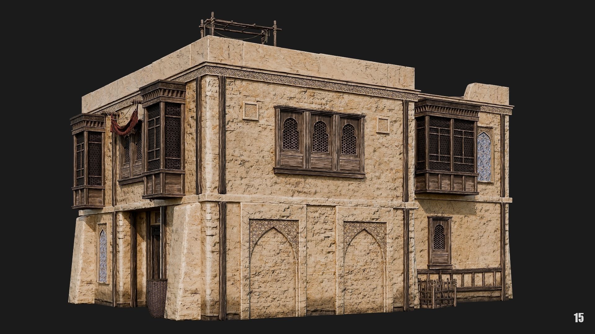 13-16 - Arabic Houses 4K Low-poly 3D model_24