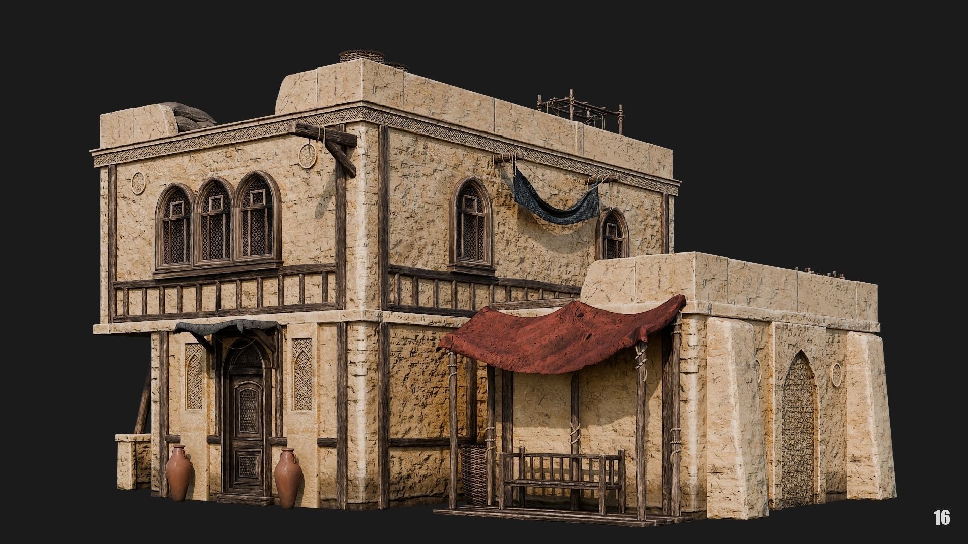 13-16 - Arabic Houses 4K Low-poly 3D model_33