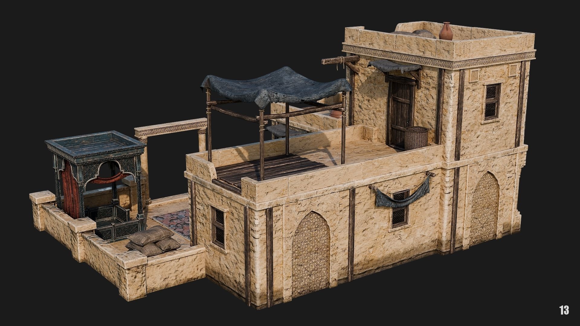 13-16 - Arabic Houses 4K Low-poly 3D model_9