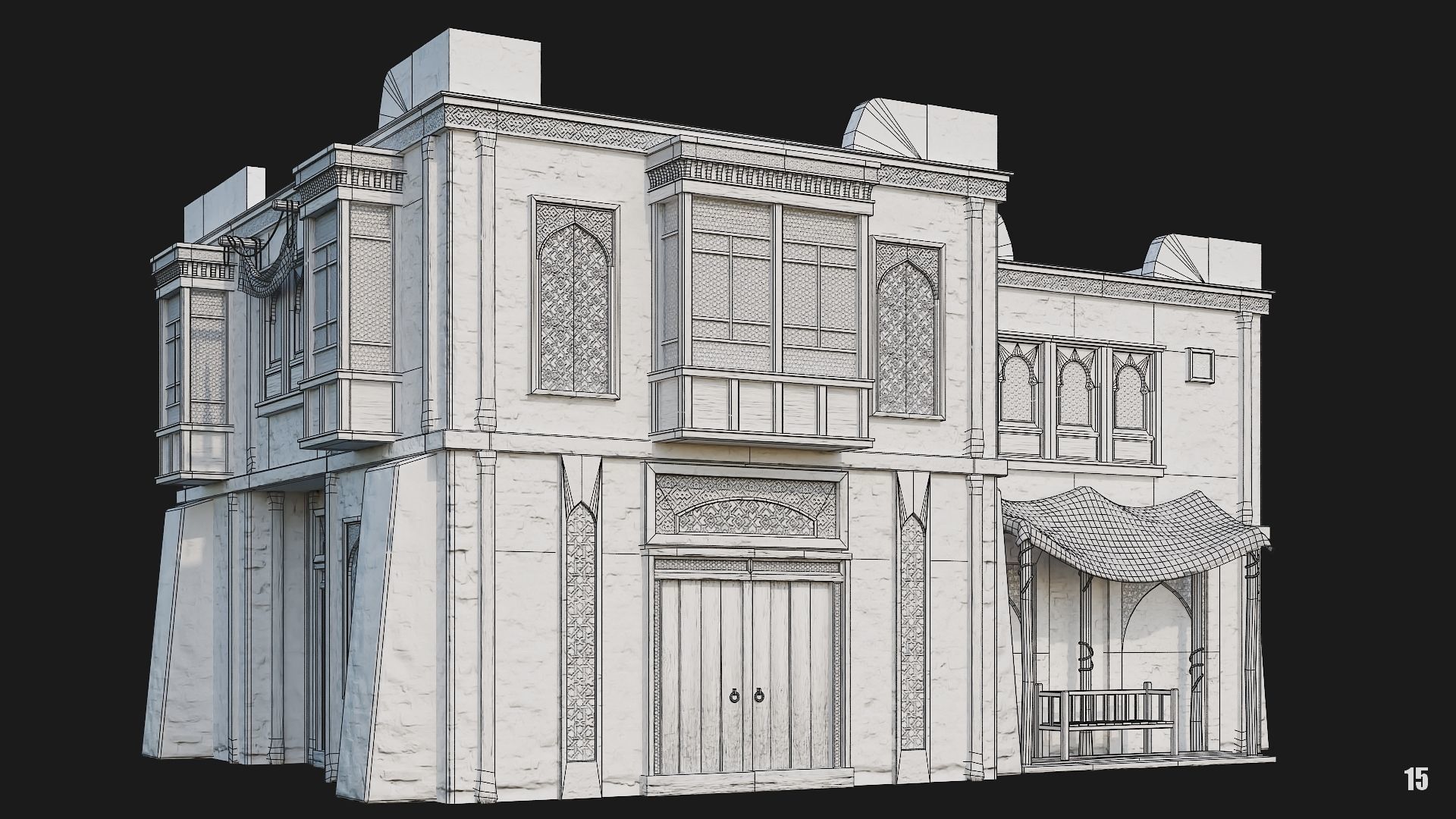 13-16 - Arabic Houses 4K Low-poly 3D model_22