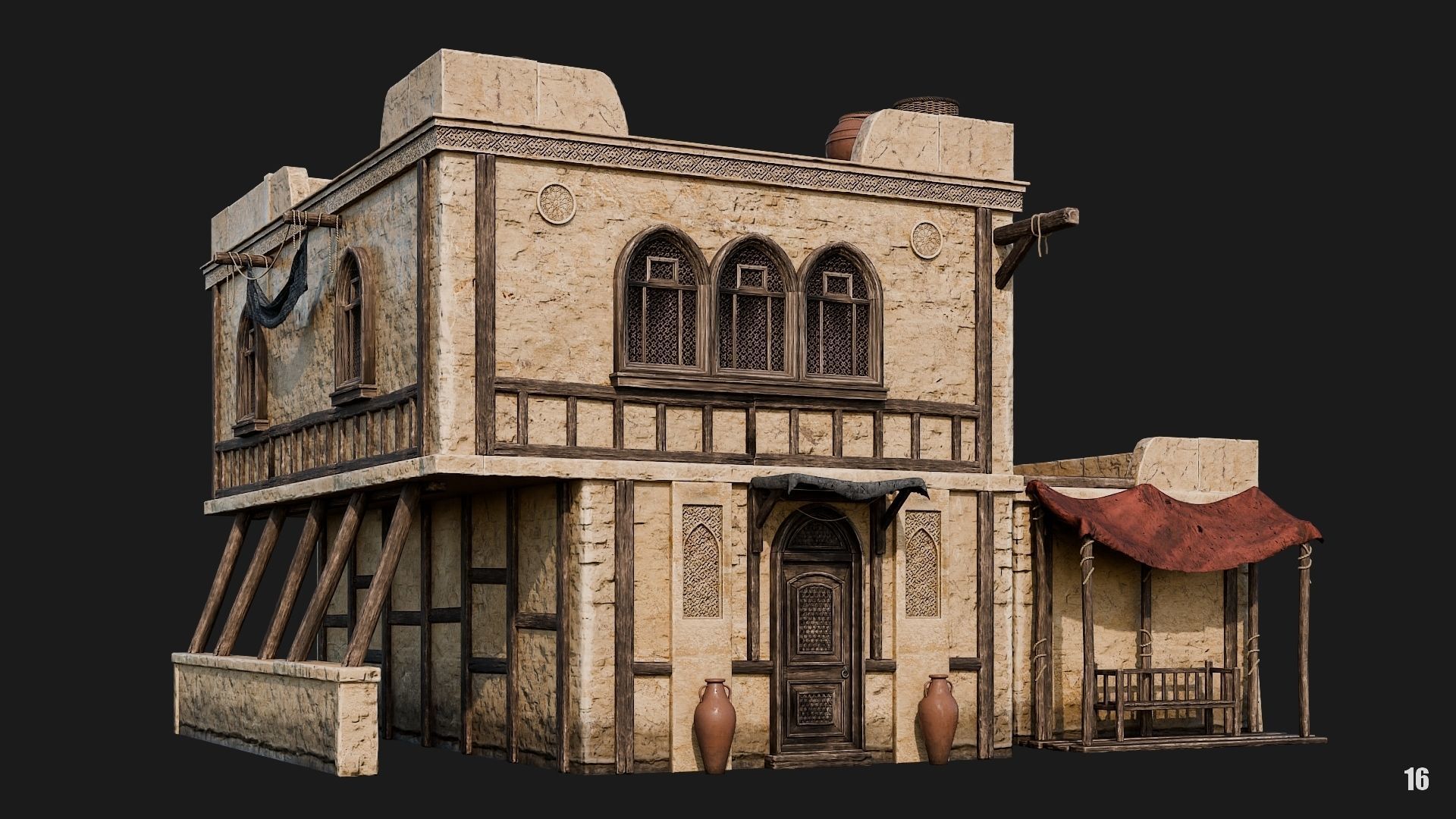 13-16 - Arabic Houses 4K Low-poly 3D model_31