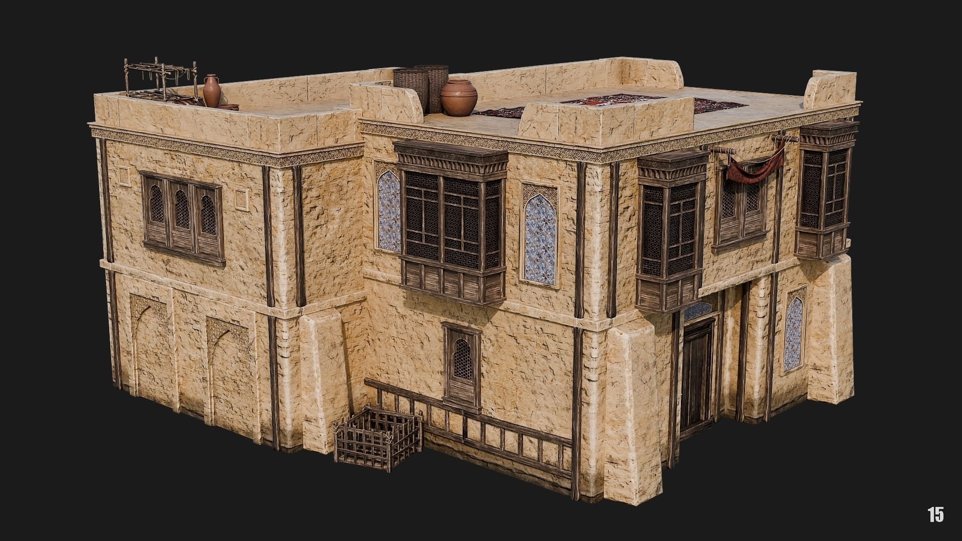 13-16 - Arabic Houses 4K Low-poly 3D model_30