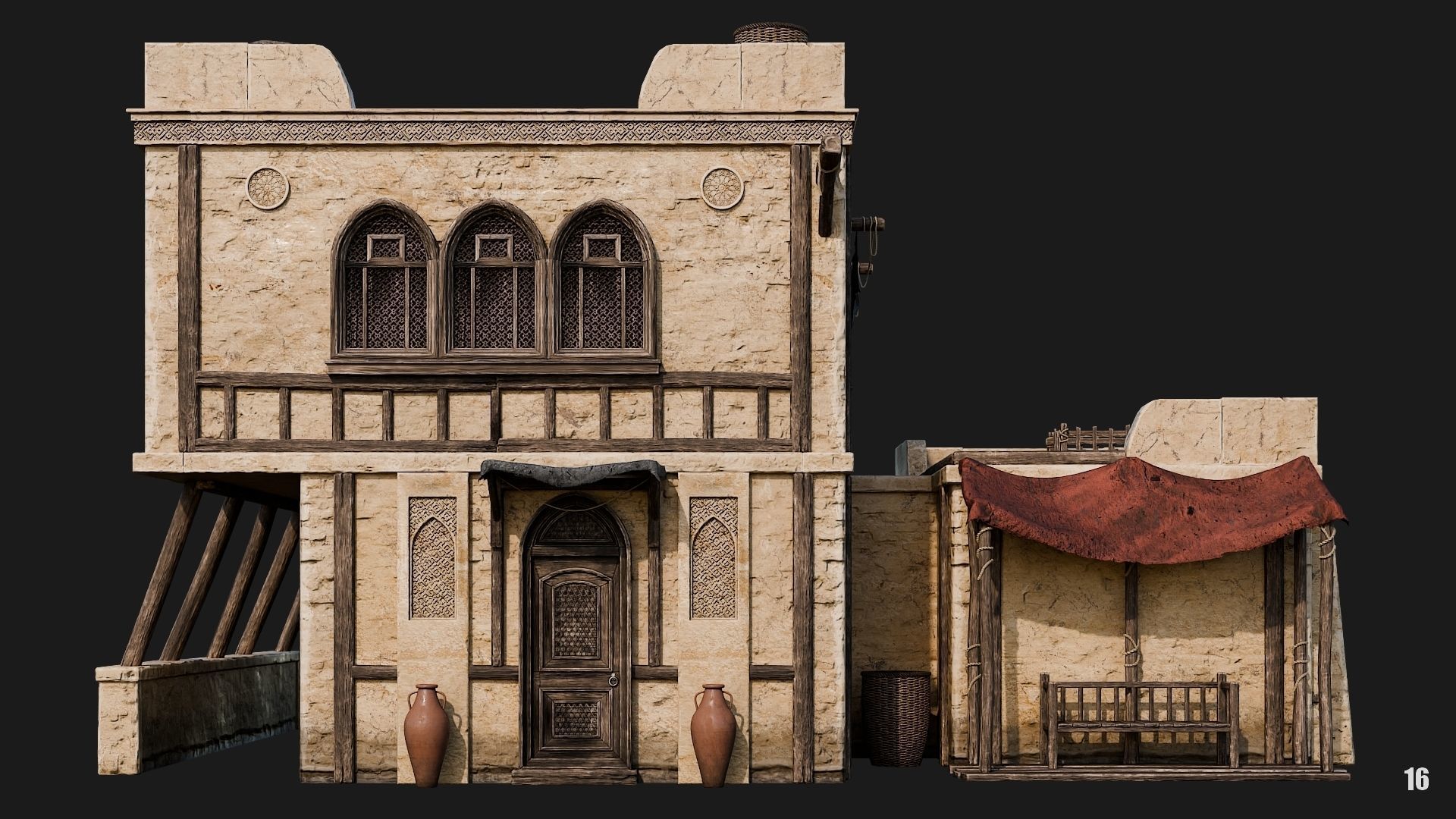 13-16 - Arabic Houses 4K Low-poly 3D model_36
