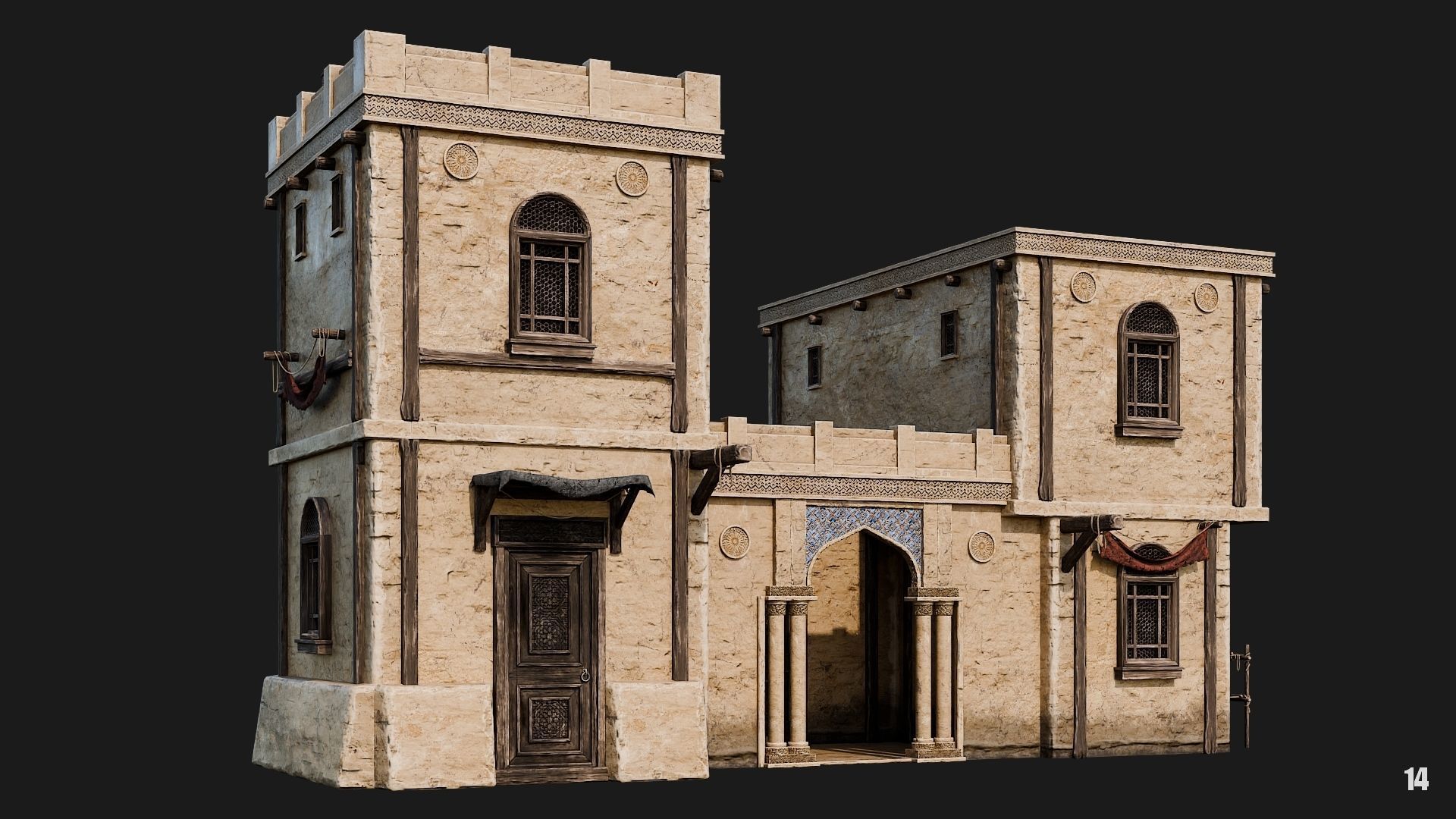 13-16 - Arabic Houses 4K Low-poly 3D model_11