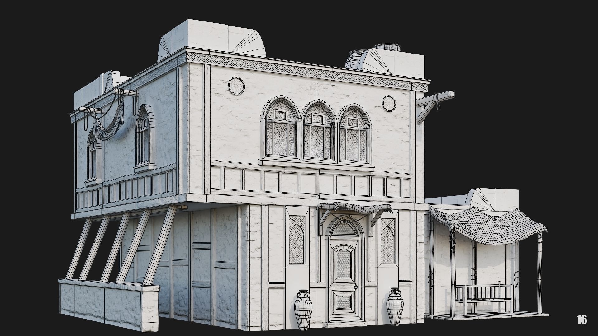 13-16 - Arabic Houses 4K Low-poly 3D model_32