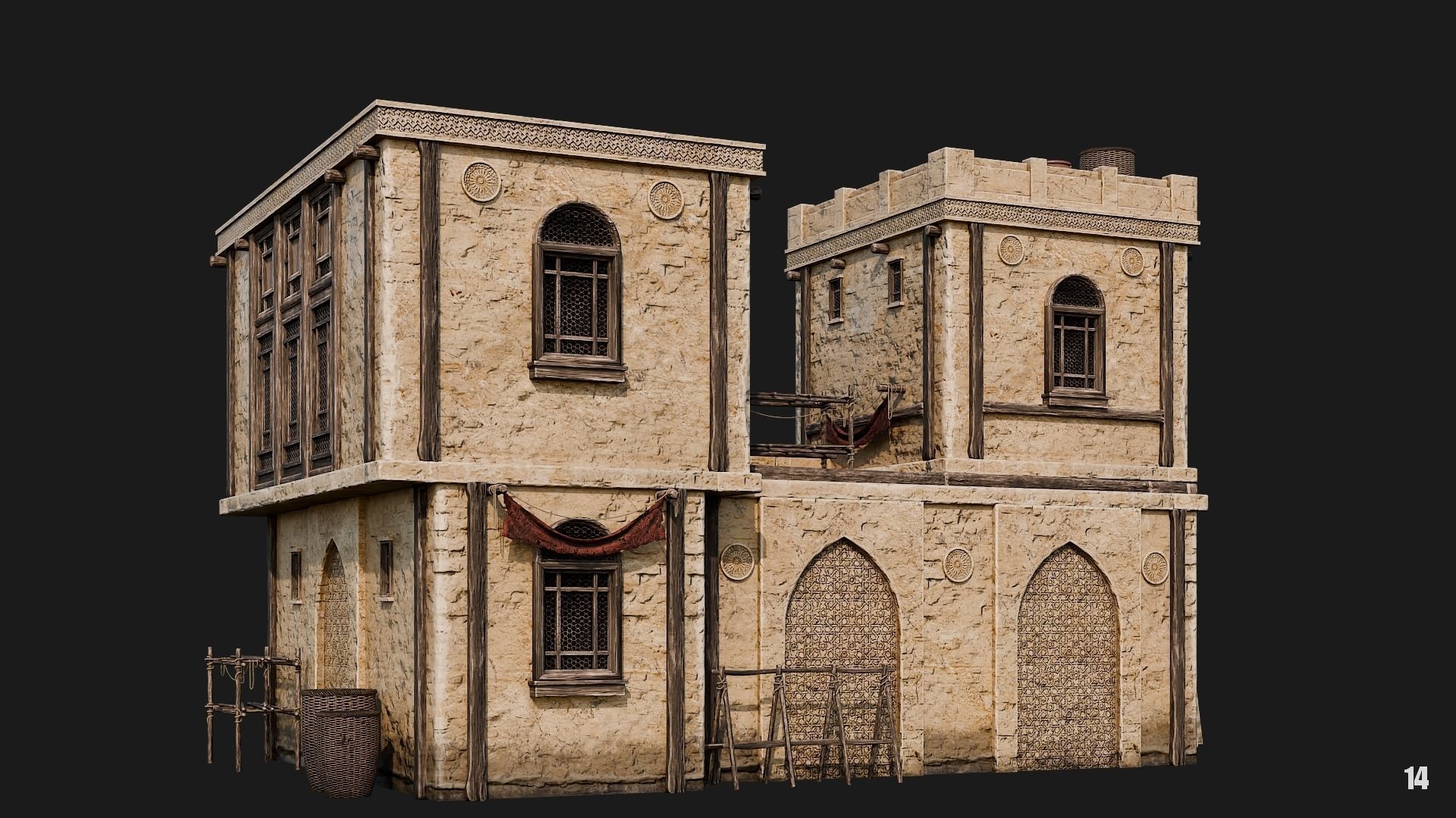 13-16 - Arabic Houses 4K Low-poly 3D model_14
