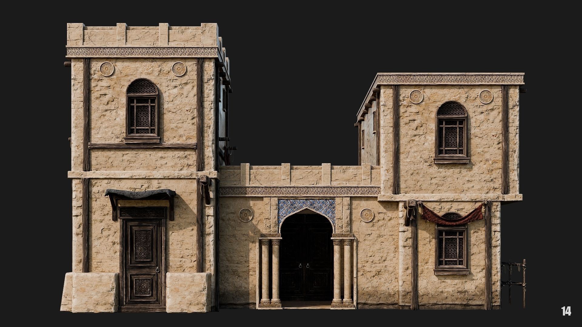 13-16 - Arabic Houses 4K Low-poly 3D model_16