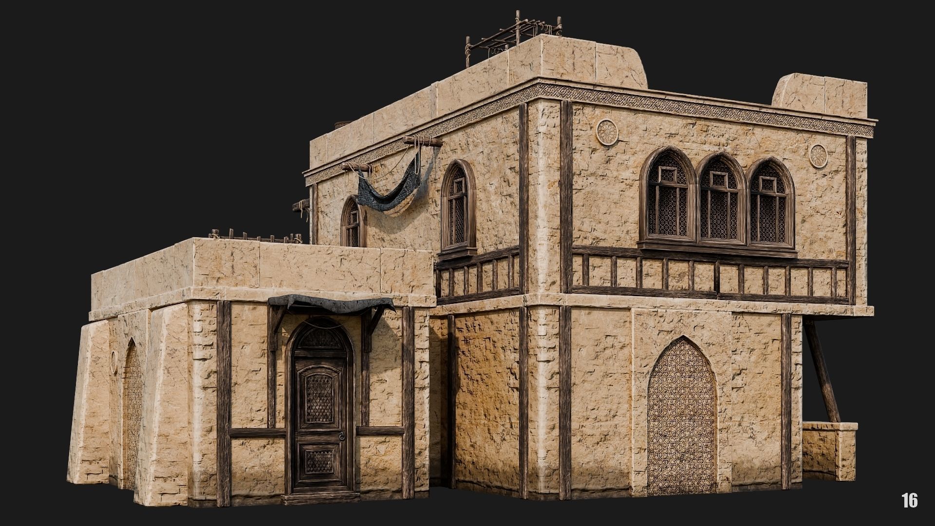 13-16 - Arabic Houses 4K Low-poly 3D model_34