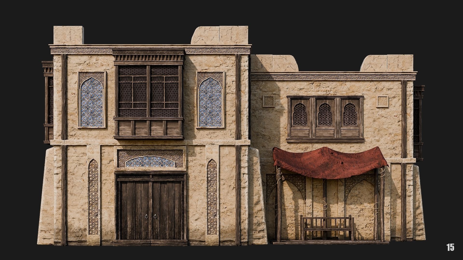 13-16 - Arabic Houses 4K Low-poly 3D model_26