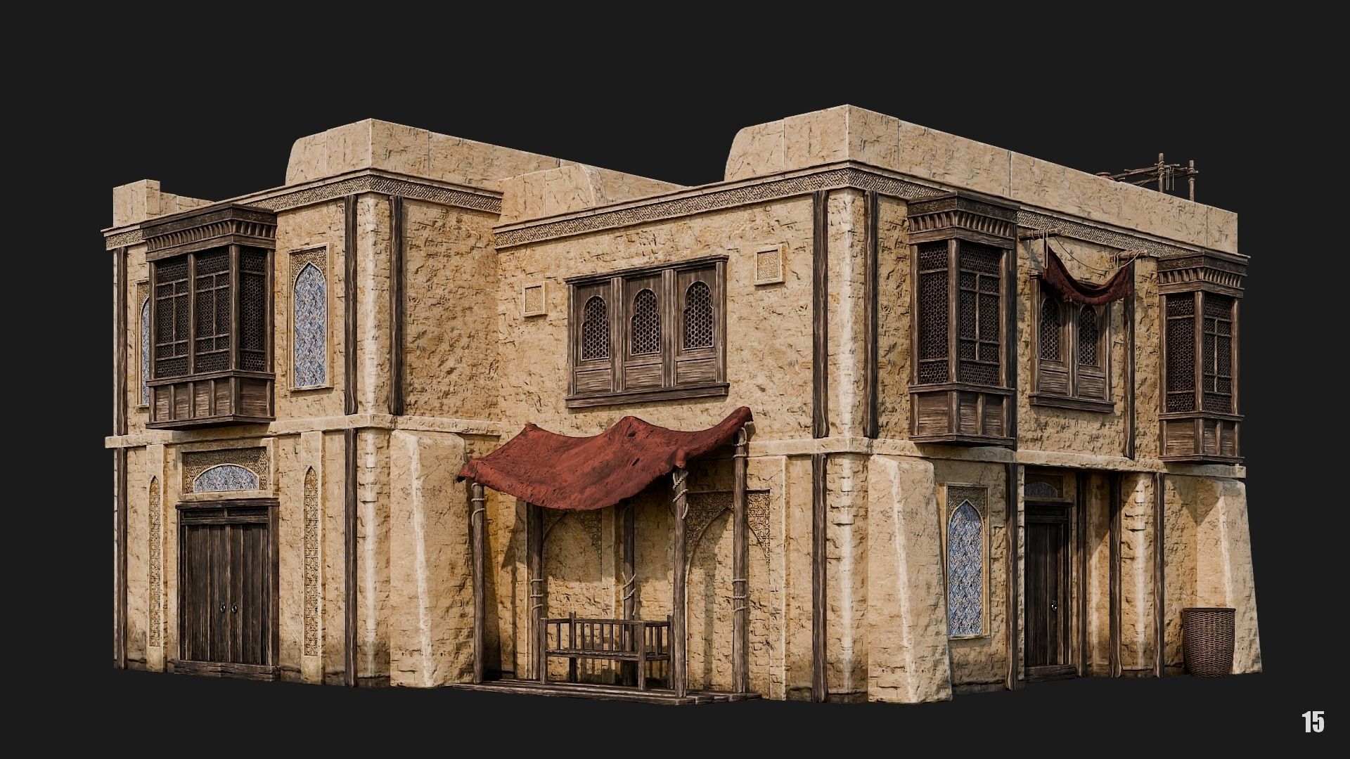 13-16 - Arabic Houses 4K Low-poly 3D model_23