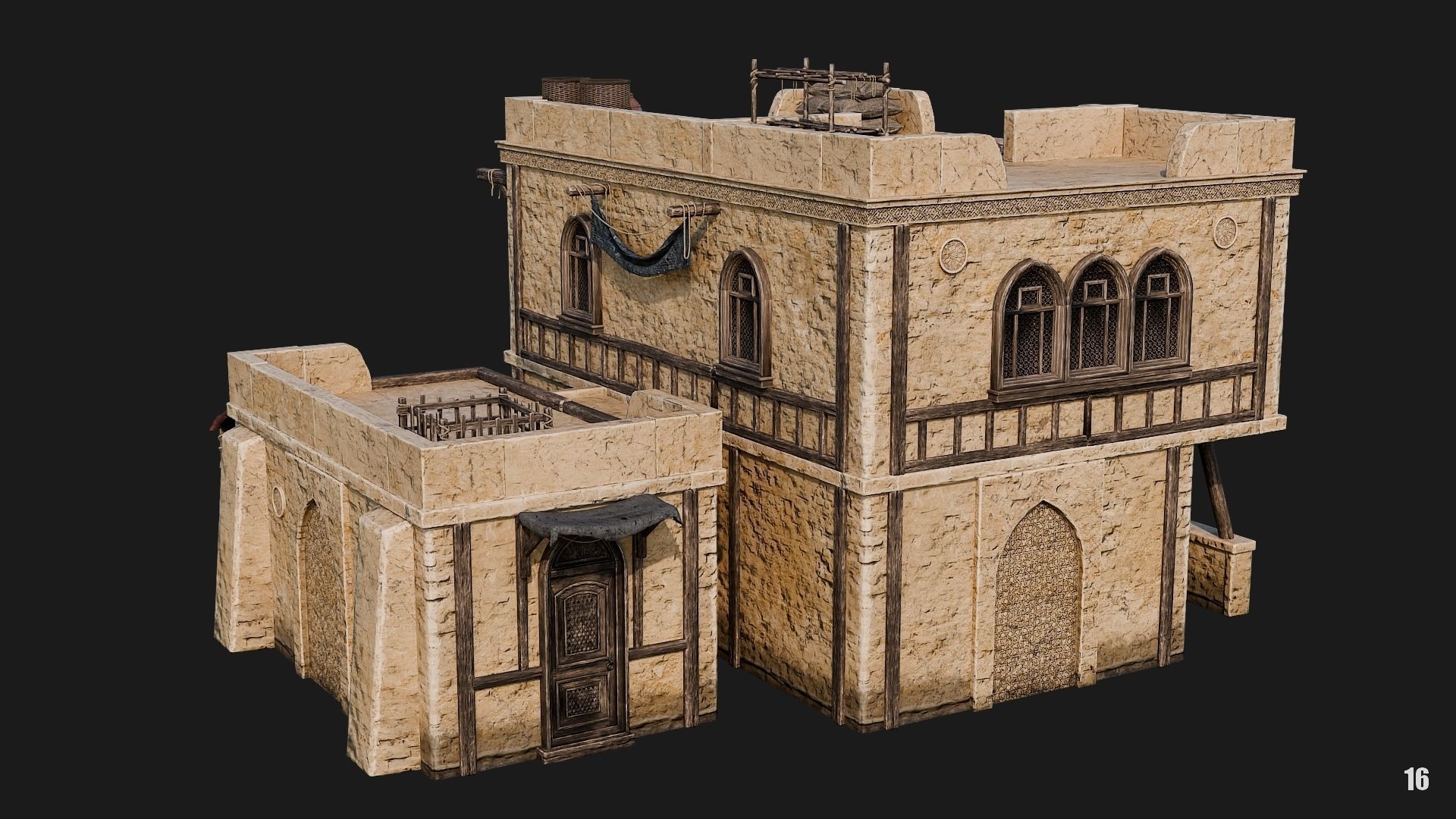 13-16 - Arabic Houses 4K Low-poly 3D model_39
