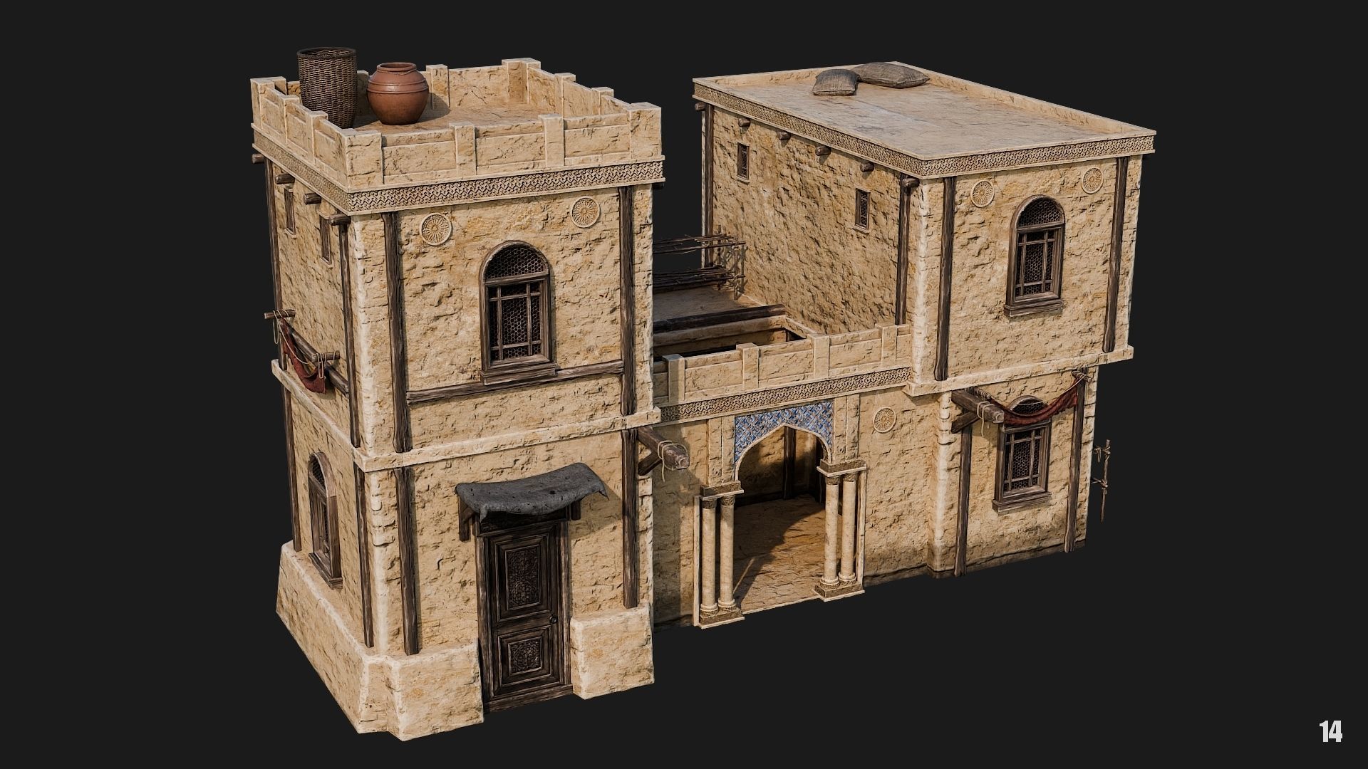 13-16 - Arabic Houses 4K Low-poly 3D model_17