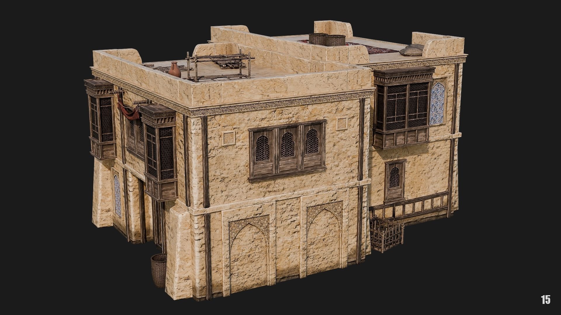 13-16 - Arabic Houses 4K Low-poly 3D model_29