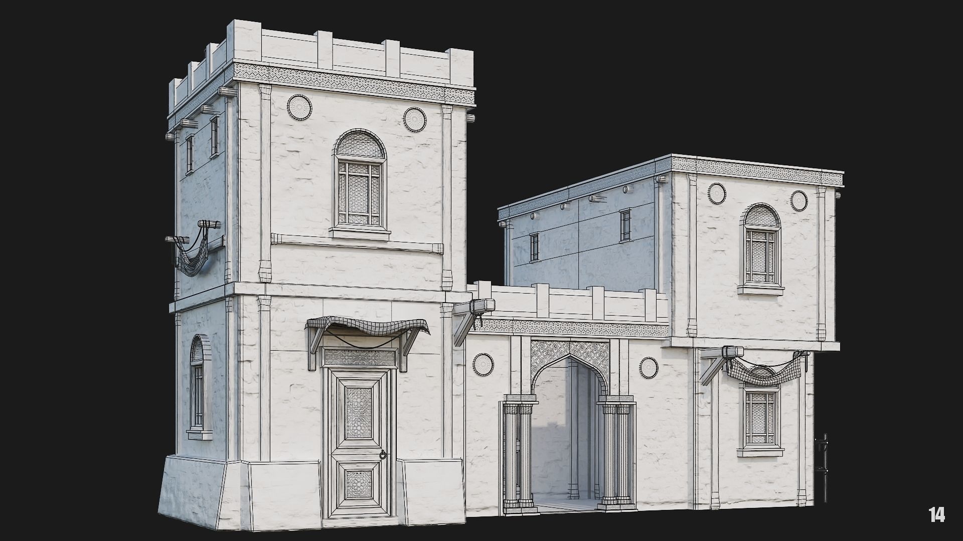 13-16 - Arabic Houses 4K Low-poly 3D model_12