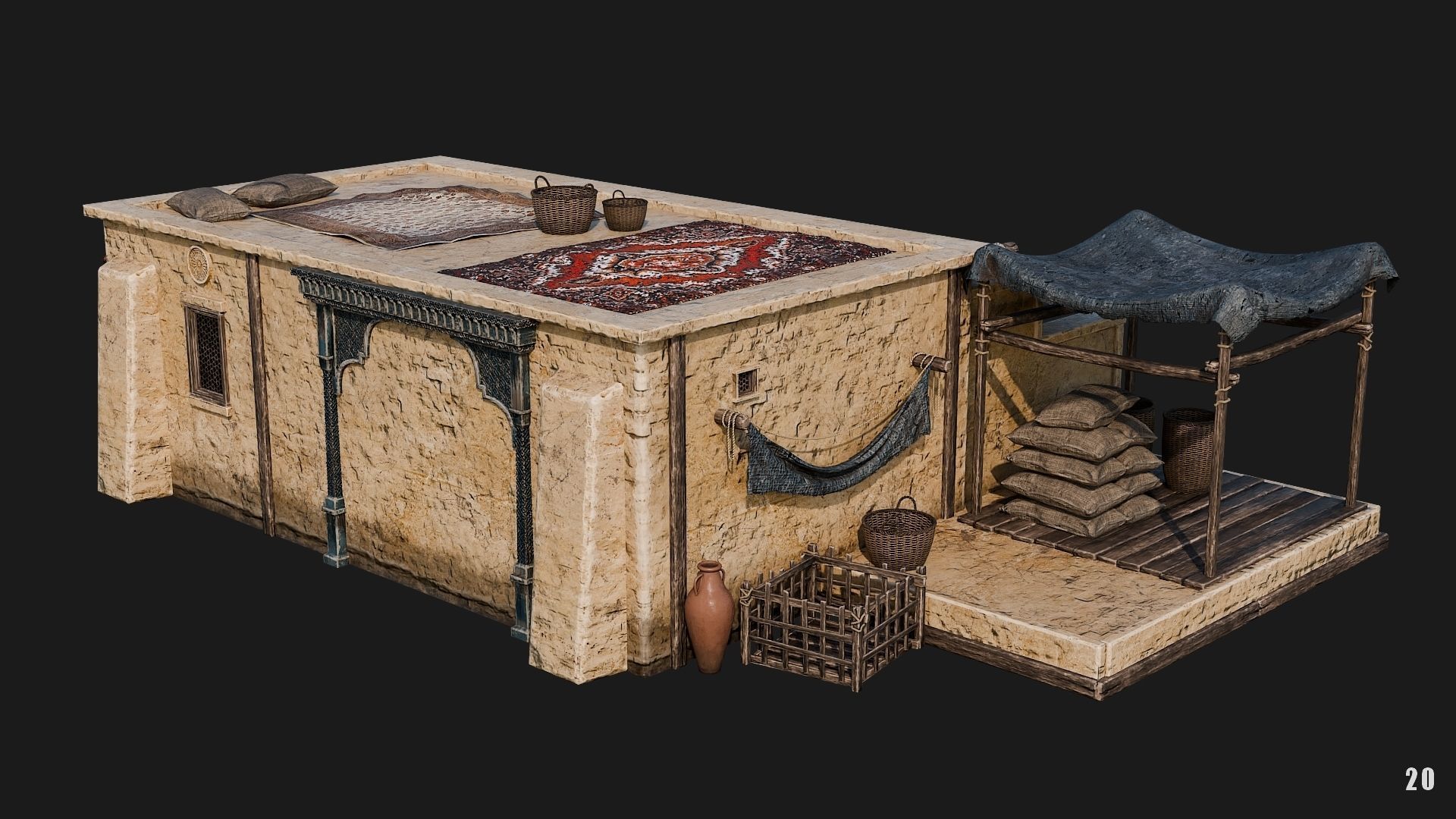 17-20 - Arabic Houses 4K Low-poly 3D model_40