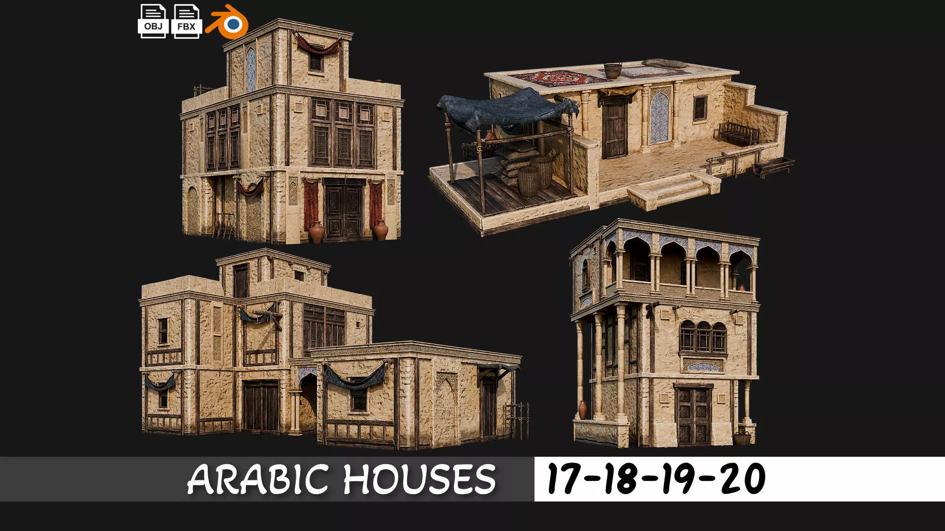 17-20 - Arabic Houses 4K Low-poly 3D model_0