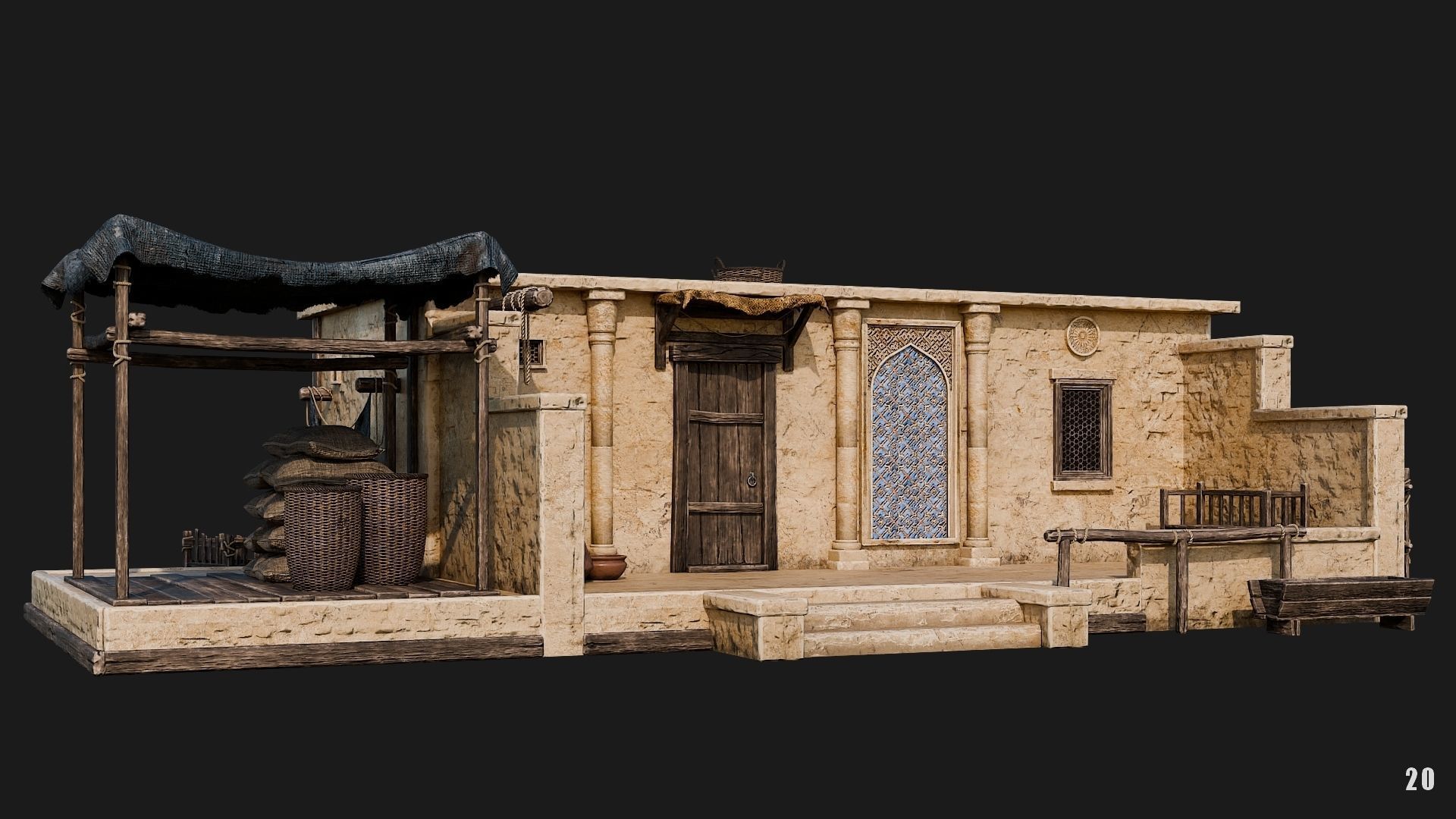 17-20 - Arabic Houses 4K Low-poly 3D model_31