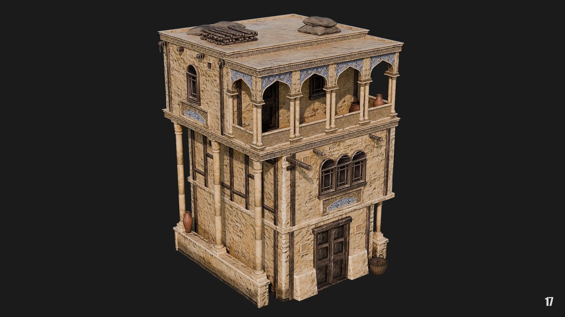 17-20 - Arabic Houses 4K Low-poly 3D model_7