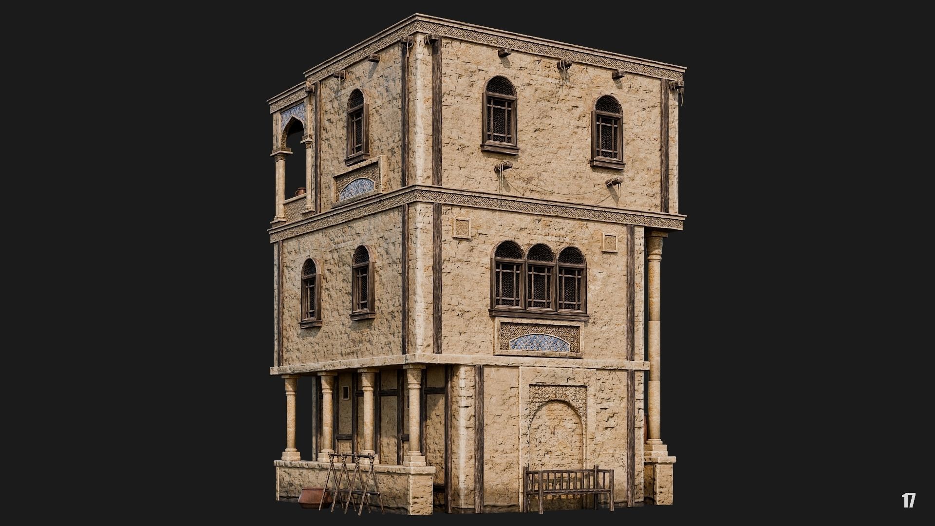 17-20 - Arabic Houses 4K Low-poly 3D model_4
