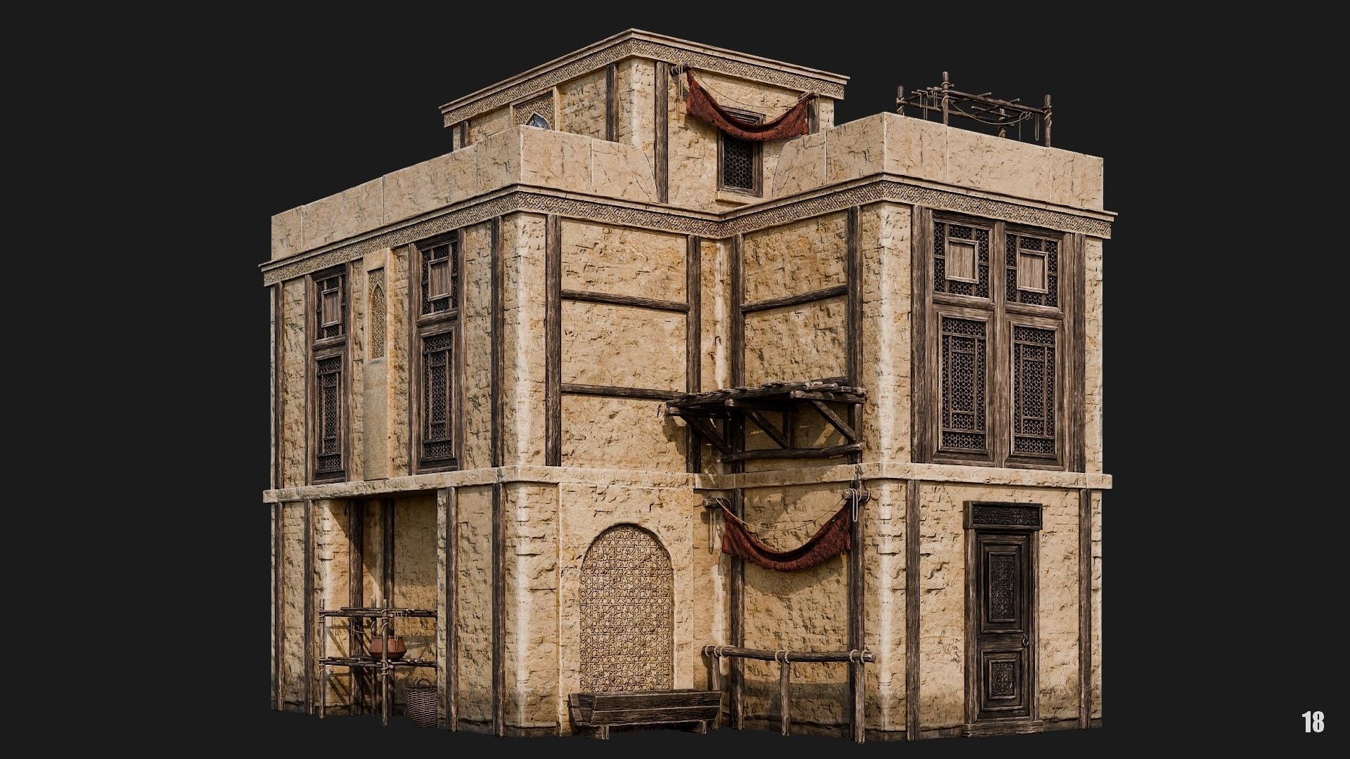 17-20 - Arabic Houses 4K Low-poly 3D model_14