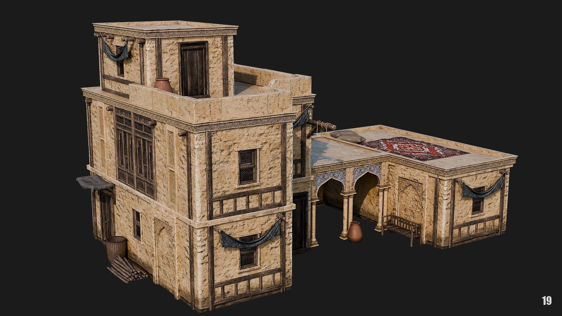 17-20 - Arabic Houses 4K Low-poly 3D model_27